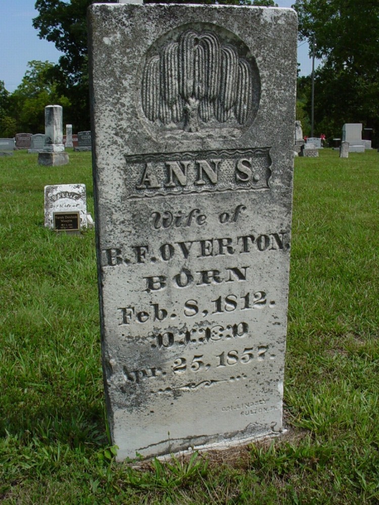  Ann S. Holt Overton Headstone Photo, Dry Fork Cemetery, Callaway County genealogy
