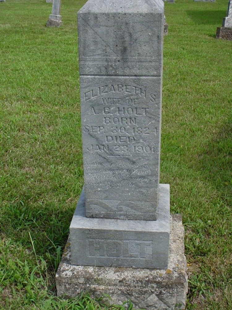  Elizabeth Foster Holt Headstone Photo, Dry Fork Cemetery, Callaway County genealogy