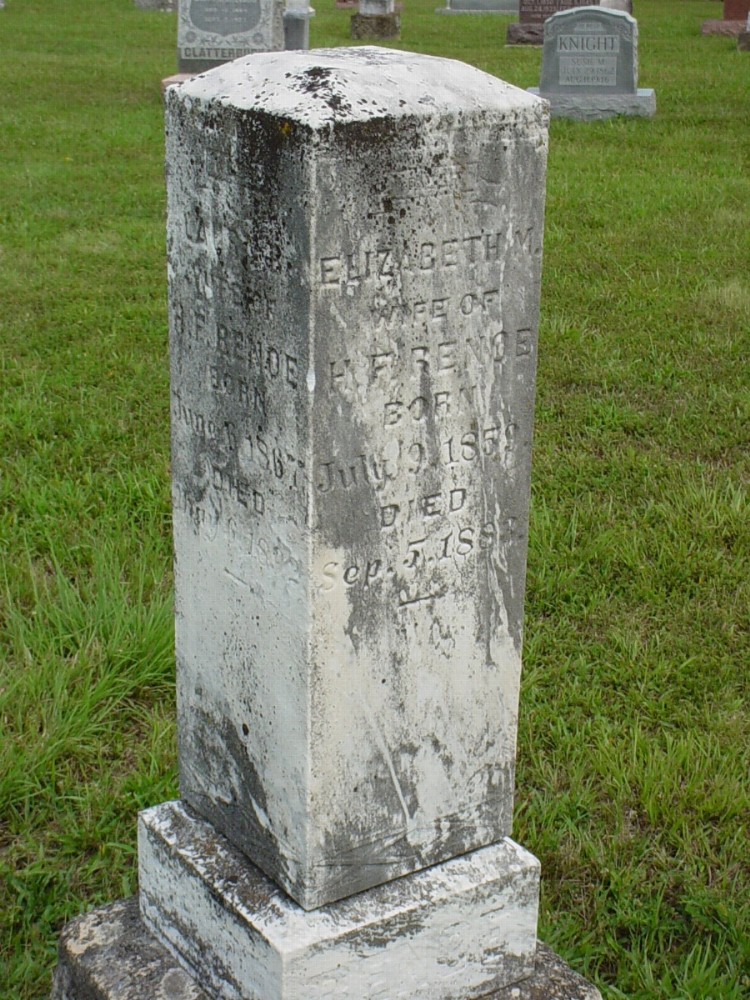  Elizabeth Fitzhugh Renoe Headstone Photo, Dry Fork Cemetery, Callaway County genealogy