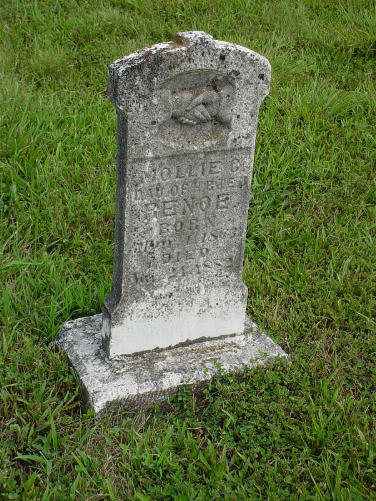  Mollie G. Renoe Headstone Photo, Dry Fork Cemetery, Callaway County genealogy