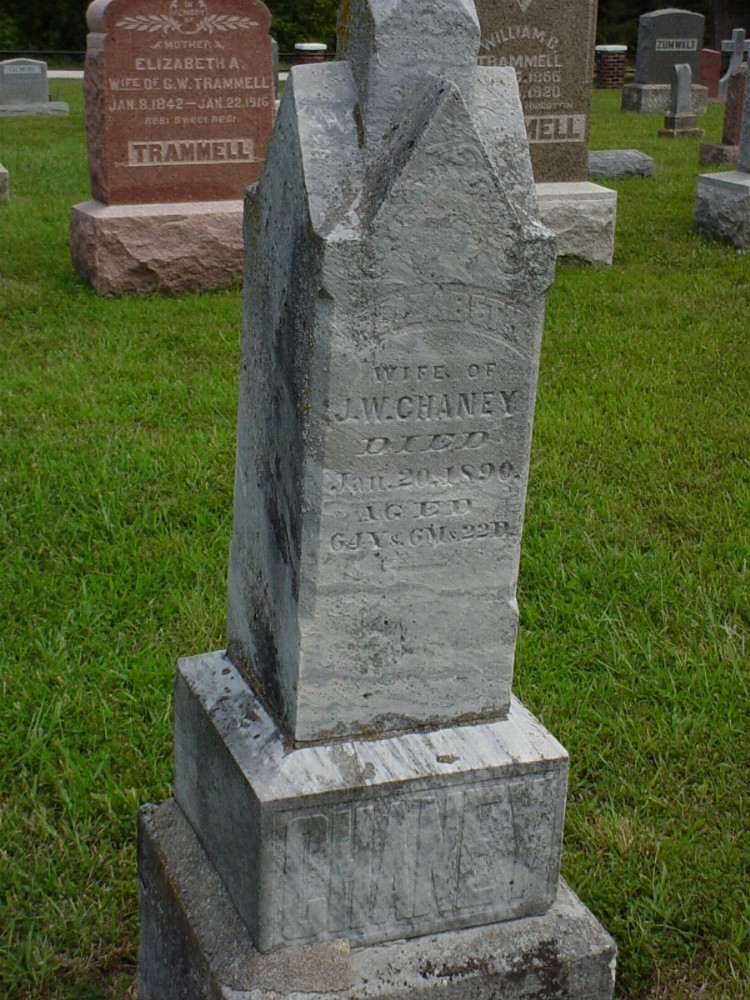 Elizabeth Dozier Chaney Headstone Photo, Dry Fork Cemetery, Callaway County genealogy