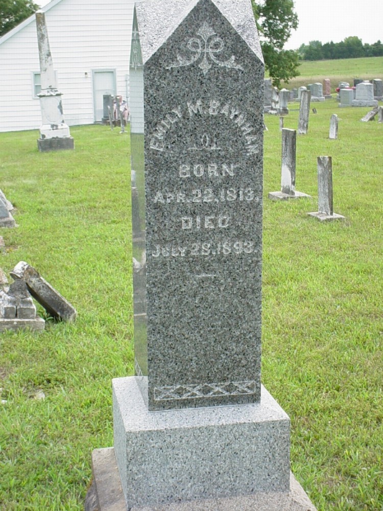  Emily M. Baynham Headstone Photo, Dry Fork Cemetery, Callaway County genealogy