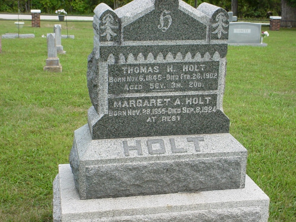  Thomas H. Holt and Margaret Ann Criswell Headstone Photo, Dry Fork Cemetery, Callaway County genealogy