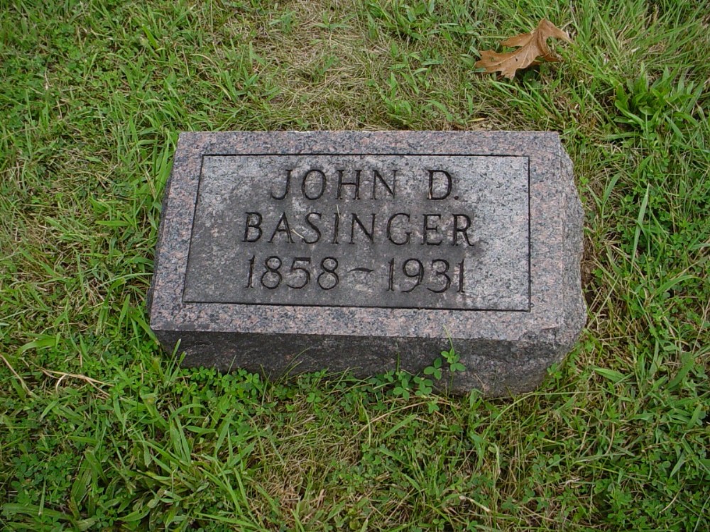  John D. Basinger Headstone Photo, Dry Fork Cemetery, Callaway County genealogy