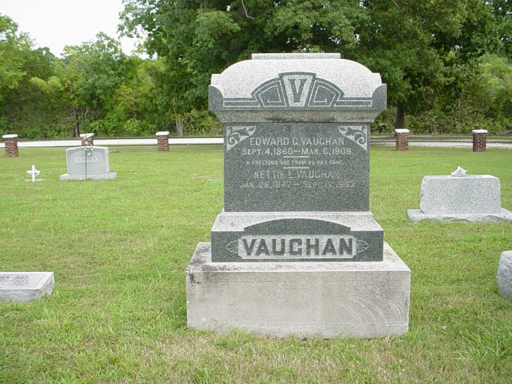  Edward Vaughan and Nettie L. Lynes Headstone Photo, Dry Fork Cemetery, Callaway County genealogy