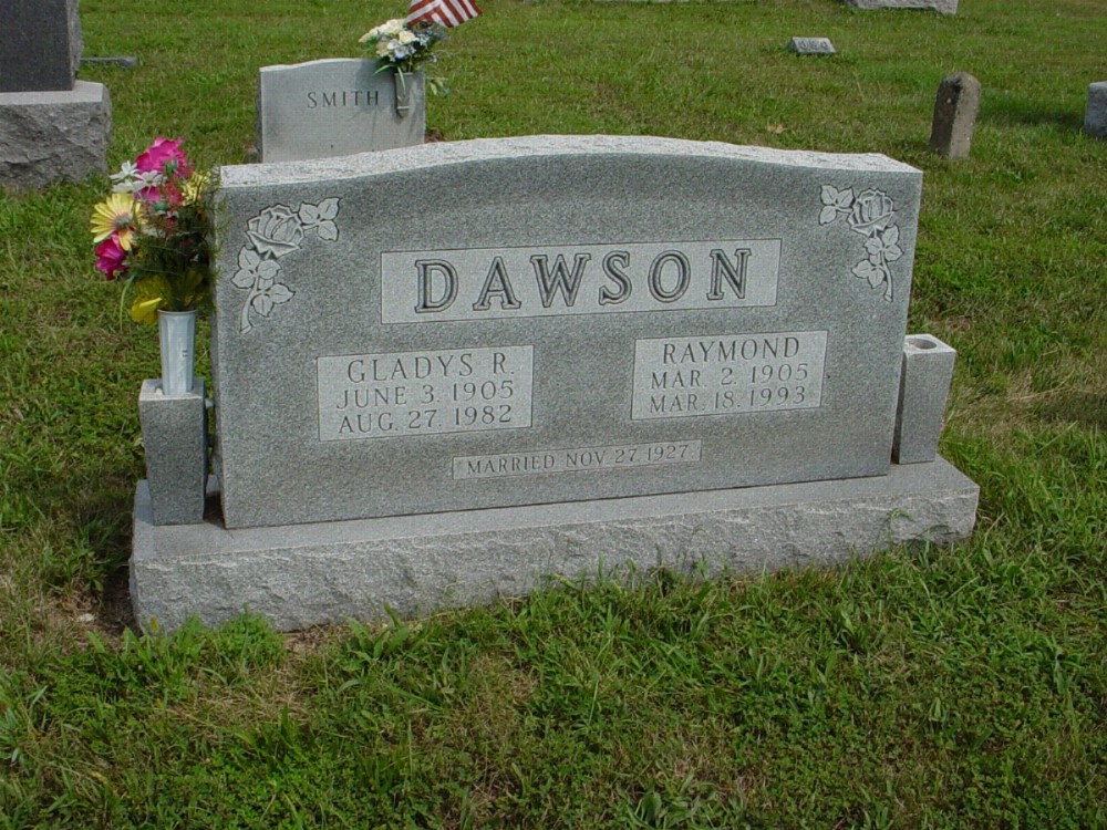  Gladys R. and Raymond Dawson Headstone Photo, Dry Fork Cemetery, Callaway County genealogy