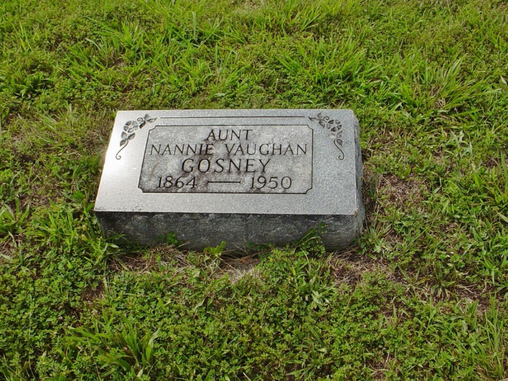  Nannie Vaughan Gosney Headstone Photo, Dry Fork Cemetery, Callaway County genealogy