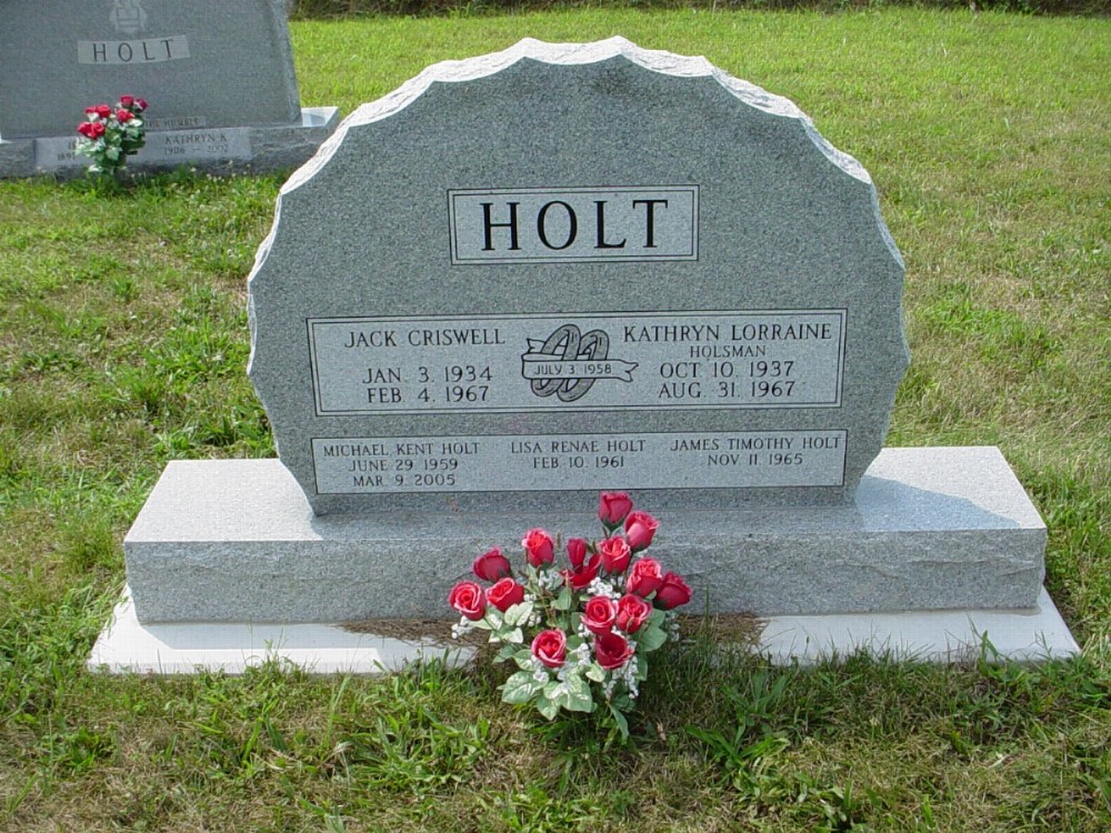  Jack C. Holt & Kathryn Holsman Headstone Photo, Dry Fork Cemetery, Callaway County genealogy