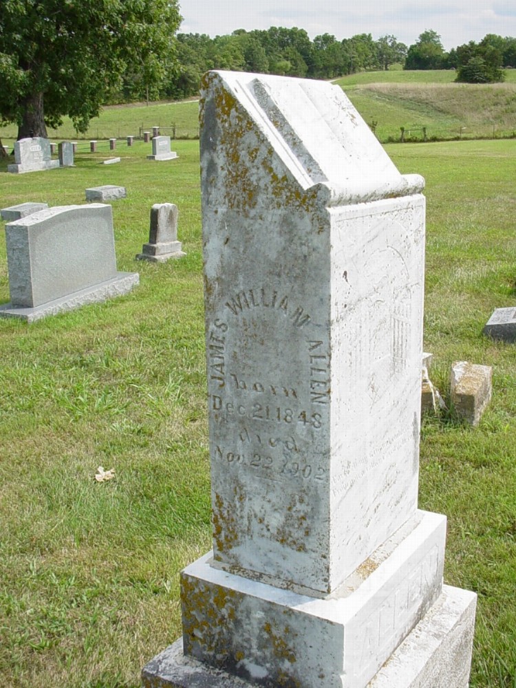  James William Allen Headstone Photo, Dry Fork Cemetery, Callaway County genealogy