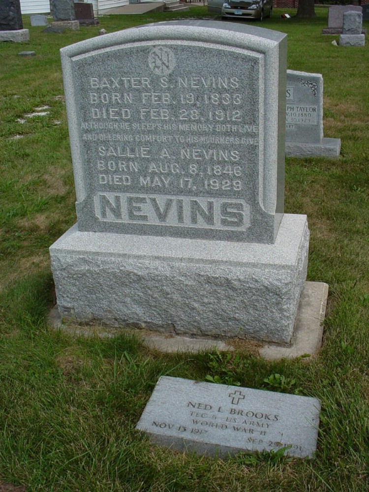  Baxter Nevins and Sallie Dozier Headstone Photo, Dry Fork Cemetery, Callaway County genealogy