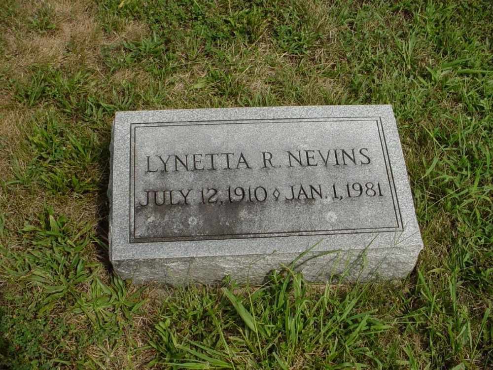  Lynetta R. Nevins Headstone Photo, Dry Fork Cemetery, Callaway County genealogy