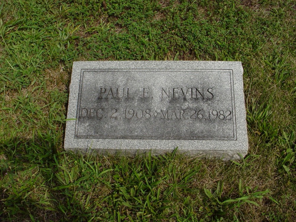  Paul E. Nevins Headstone Photo, Dry Fork Cemetery, Callaway County genealogy