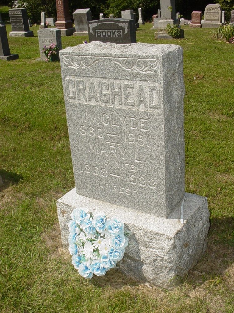  William Clyde Craghead and Mary L. Roberts Headstone Photo, Ebenezer Baptist Church Cemetery, Callaway County genealogy