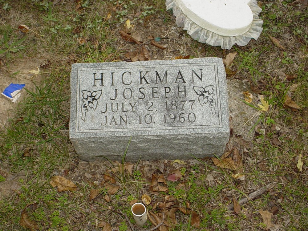  Joseph Hickman Headstone Photo, Ebenezer Baptist Church Cemetery, Callaway County genealogy