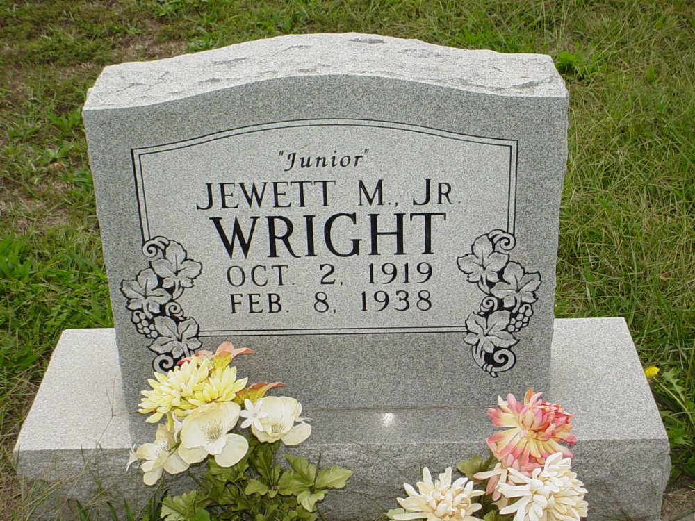  Jewett M. Wright Jr. Headstone Photo, Ebenezer Baptist Church Cemetery, Callaway County genealogy