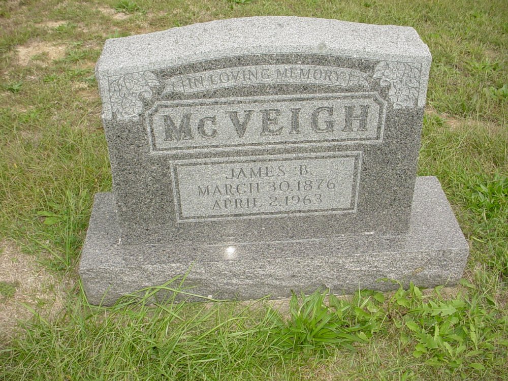  James B. McVeigh Headstone Photo, Ebenezer Baptist Church Cemetery, Callaway County genealogy