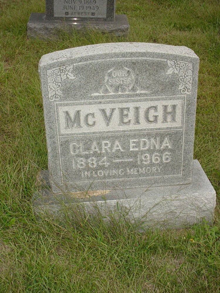  Clara Edna McVeigh Headstone Photo, Ebenezer Baptist Church Cemetery, Callaway County genealogy