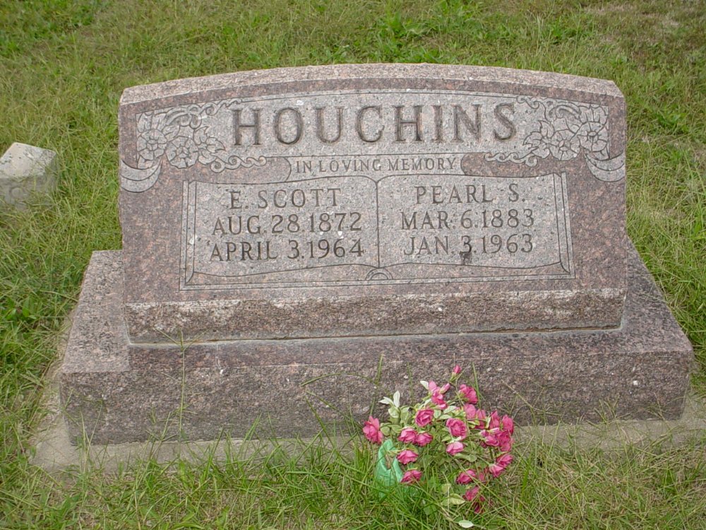  E. Scott & Pearl S. Houchins Headstone Photo, Ebenezer Baptist Church Cemetery, Callaway County genealogy