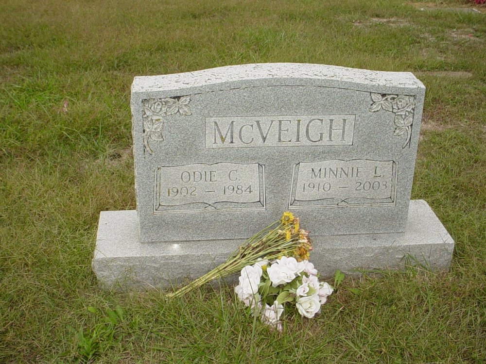  Odie C. McVeigh & Minnie L. Kaoell Headstone Photo, Ebenezer Baptist Church Cemetery, Callaway County genealogy