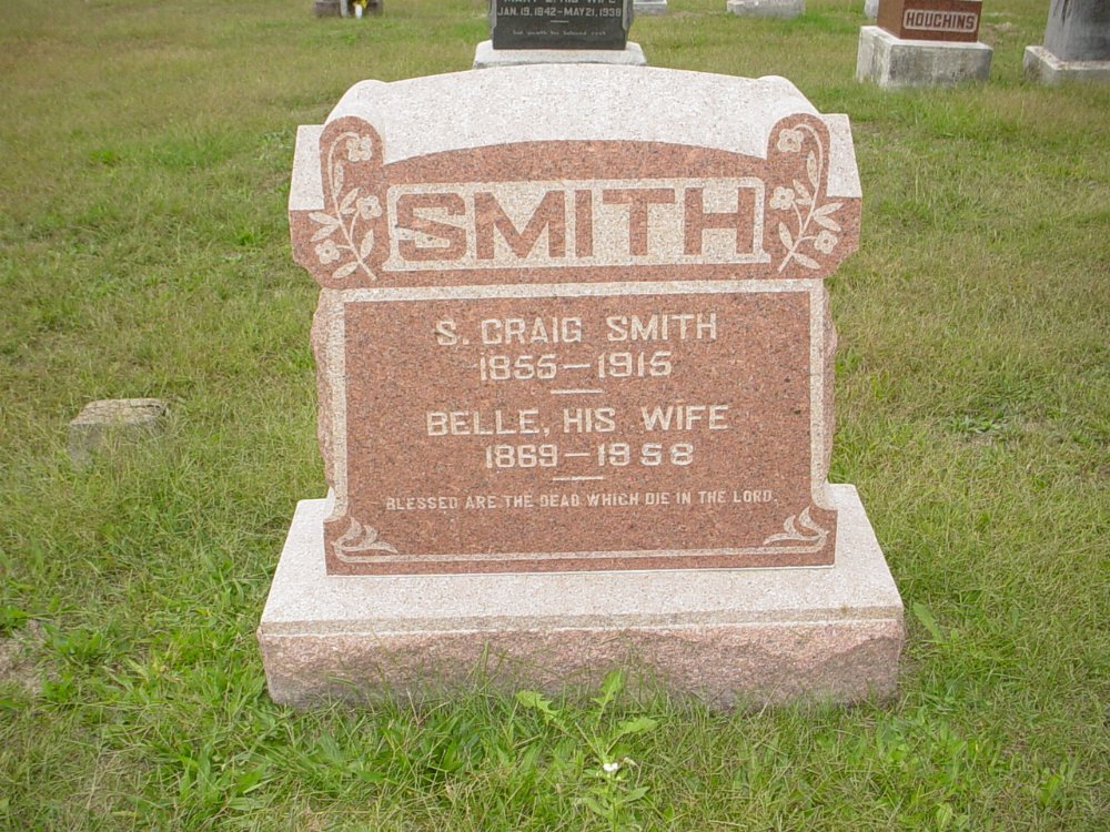  S. Craig Smith & Anna Belle Houchins Headstone Photo, Ebenezer Baptist Church Cemetery, Callaway County genealogy