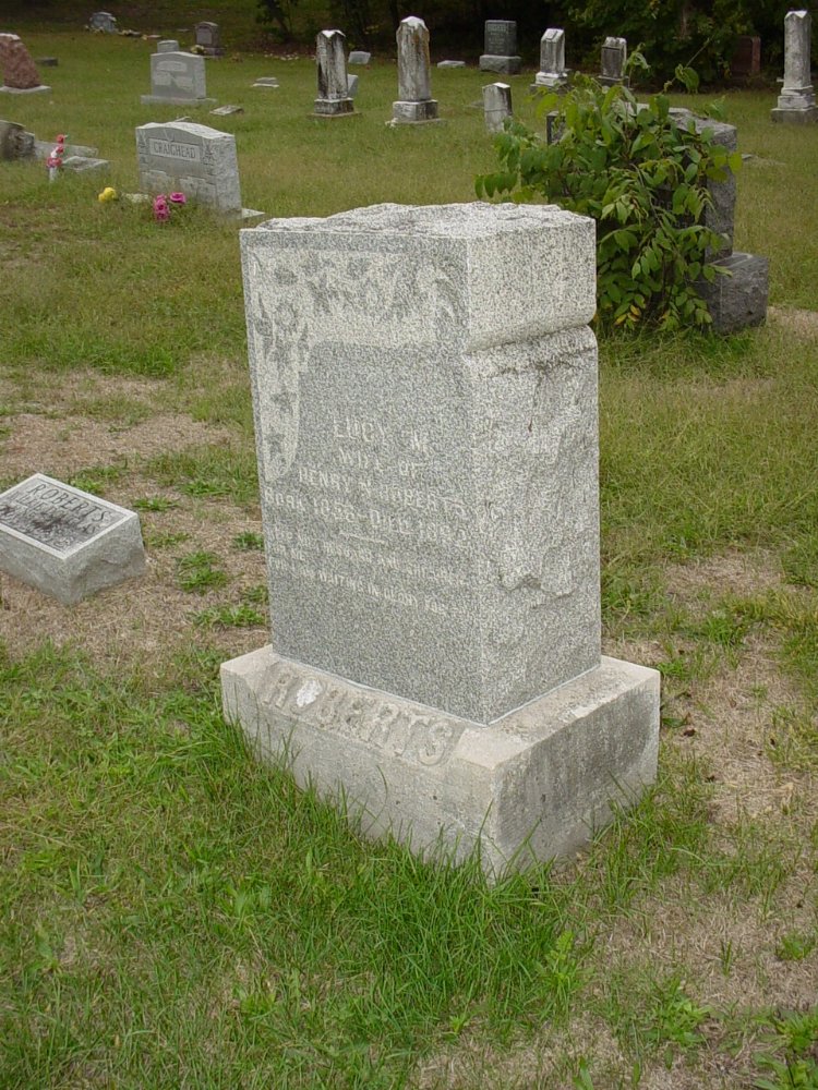  Lucy M. Wright Roberts Headstone Photo, Ebenezer Baptist Church Cemetery, Callaway County genealogy