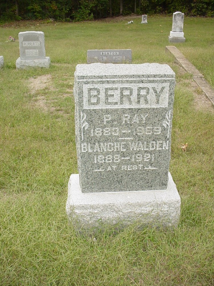  P. Ray Berry & Blanche Waldon Headstone Photo, Ebenezer Baptist Church Cemetery, Callaway County genealogy