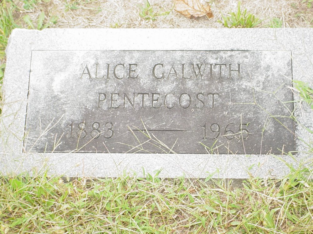  Alice Galwith Pentecost Headstone Photo, Ebenezer Baptist Church Cemetery, Callaway County genealogy