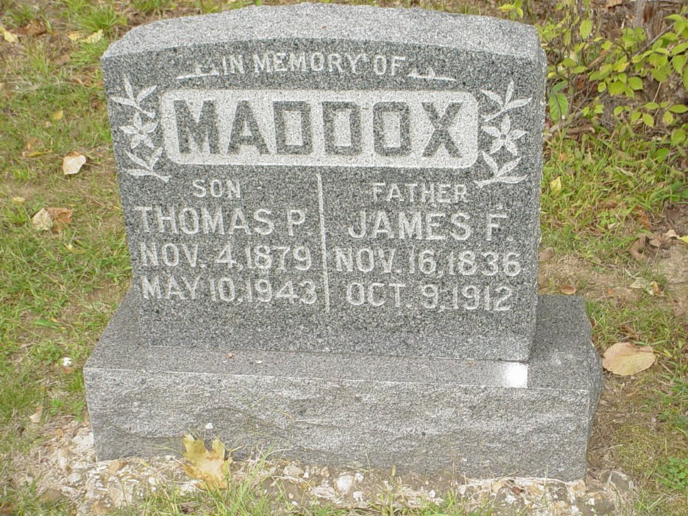  Thomas P. & James F. Maddox Headstone Photo, Ebenezer Baptist Church Cemetery, Callaway County genealogy