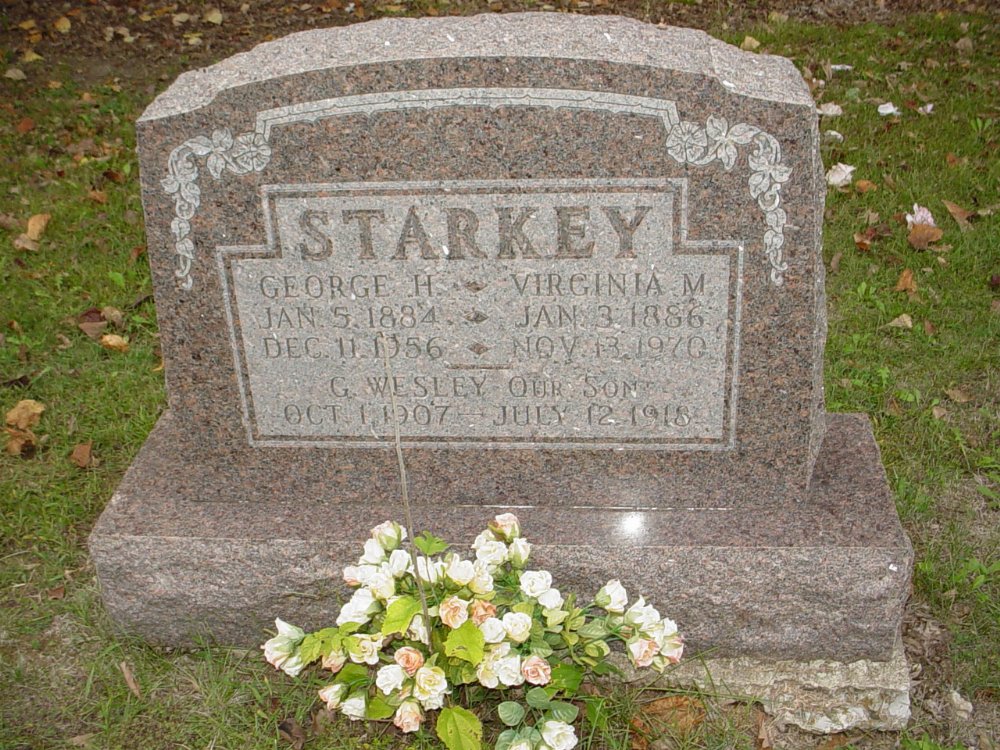  George H. Starkey & Virginia M. Craghead & G. Wesley Starkey Headstone Photo, Ebenezer Baptist Church Cemetery, Callaway County genealogy