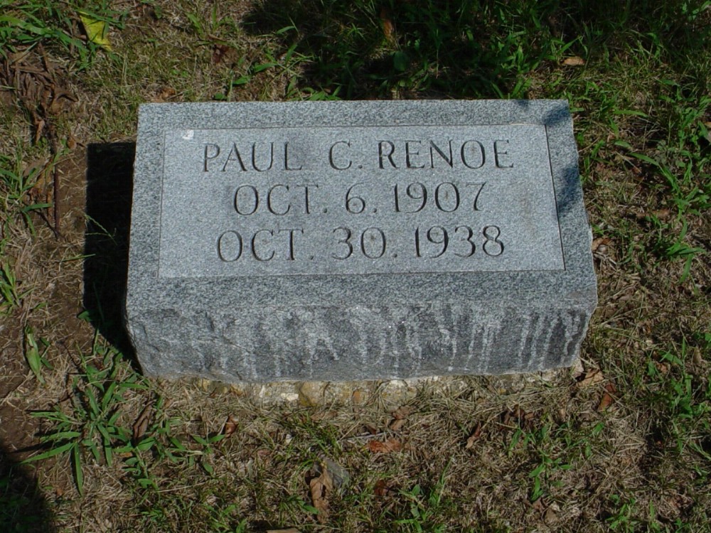  Paul C. Renoe Headstone Photo, Guthrie Cemetery, Callaway County genealogy