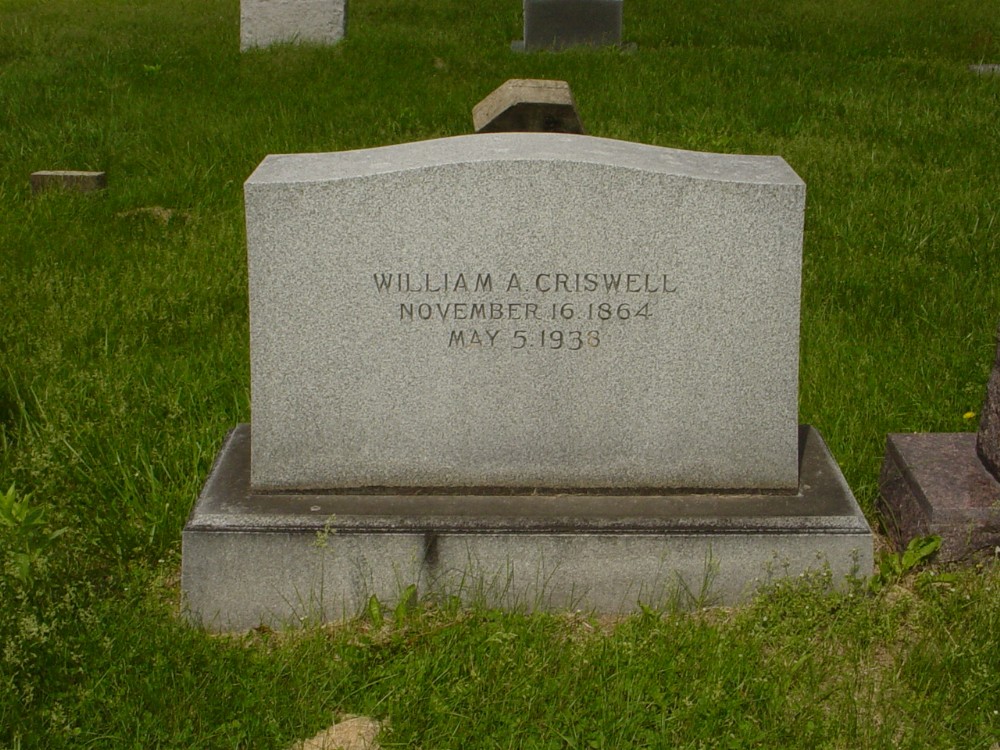  William A. Criswell Headstone Photo, Guthrie Cemetery, Callaway County genealogy