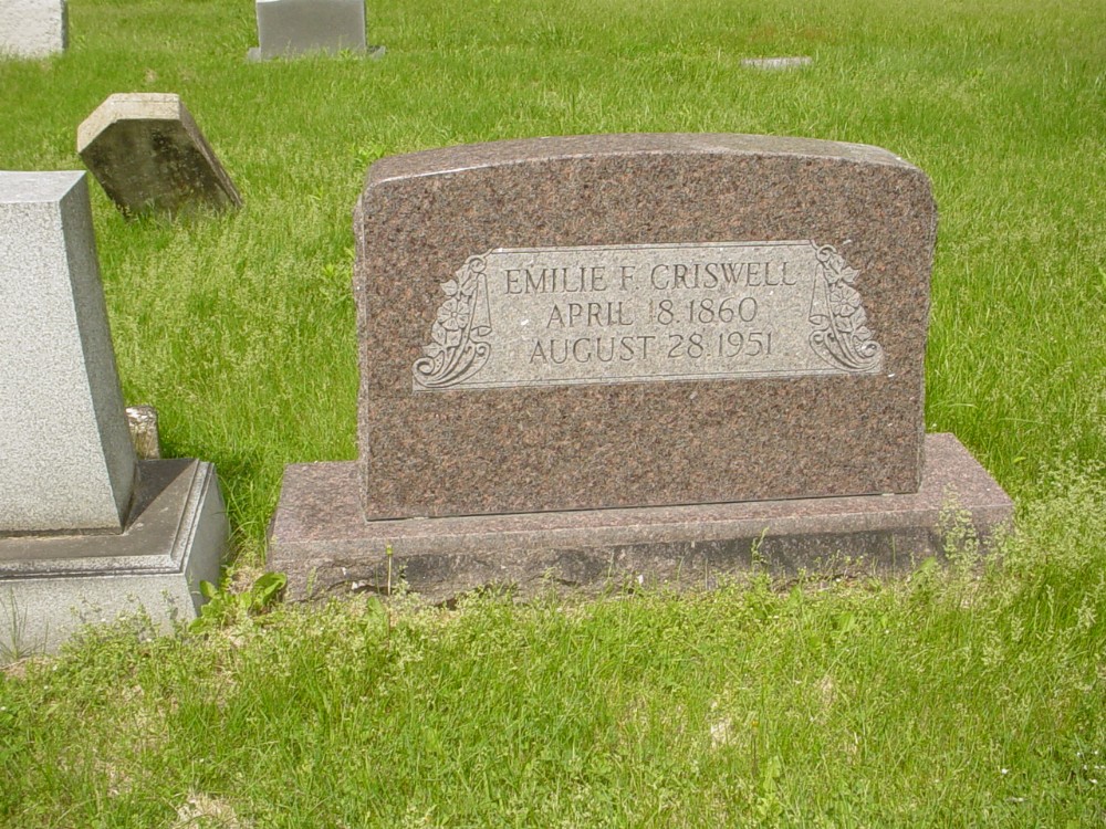  Emily F. Criswell Headstone Photo, Guthrie Cemetery, Callaway County genealogy