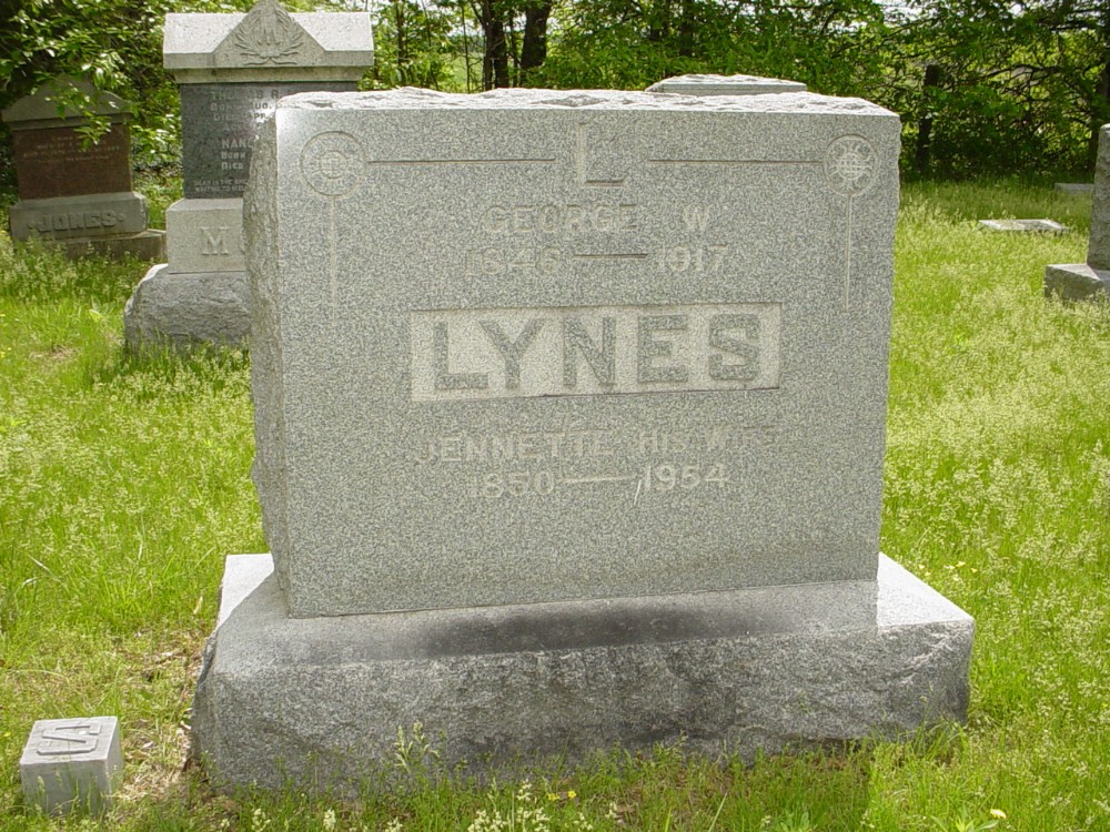  George W. Lynes & Jennette M. Finley Headstone Photo, Guthrie Cemetery, Callaway County genealogy