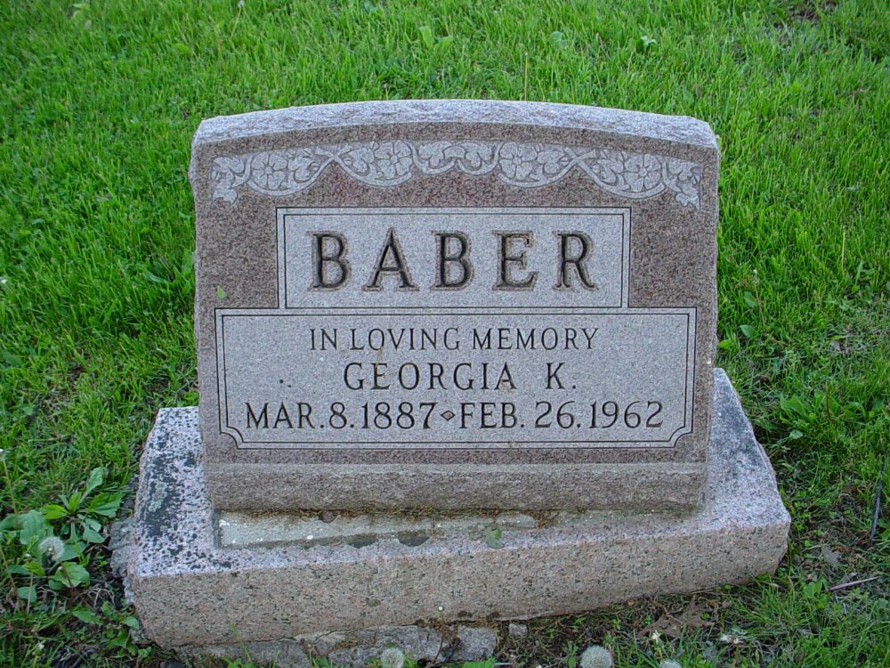  Georgia K. Baber Headstone Photo, Hams Prairie Christian Cemetery, Callaway County genealogy