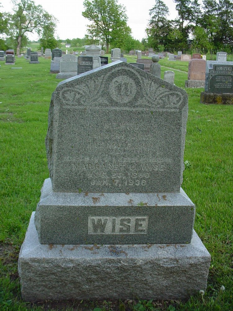  William T. Wise & Margaret J. Wise Headstone Photo, Hams Prairie Christian Cemetery, Callaway County genealogy