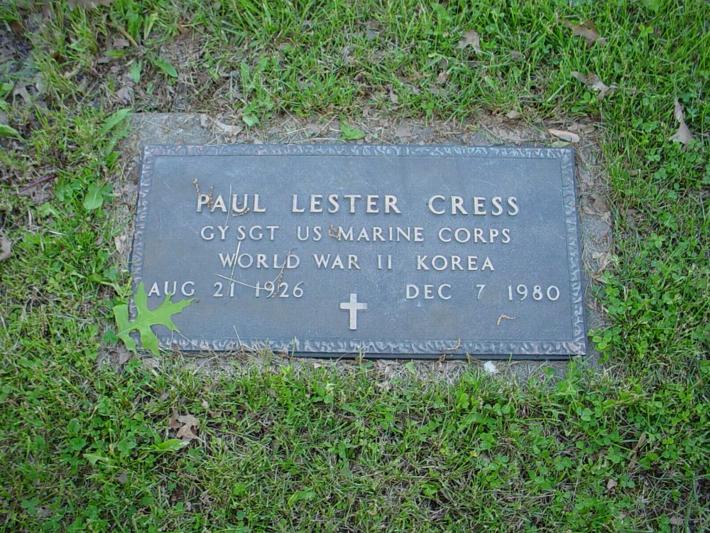  Paul Lester Cress Headstone Photo, Hams Prairie Christian Cemetery, Callaway County genealogy