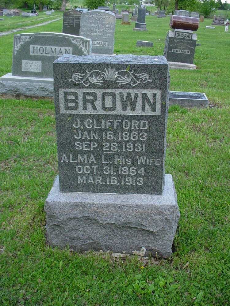  Jackson Clifford Brown & Alma Dickinson Headstone Photo, Hams Prairie Christian Cemetery, Callaway County genealogy