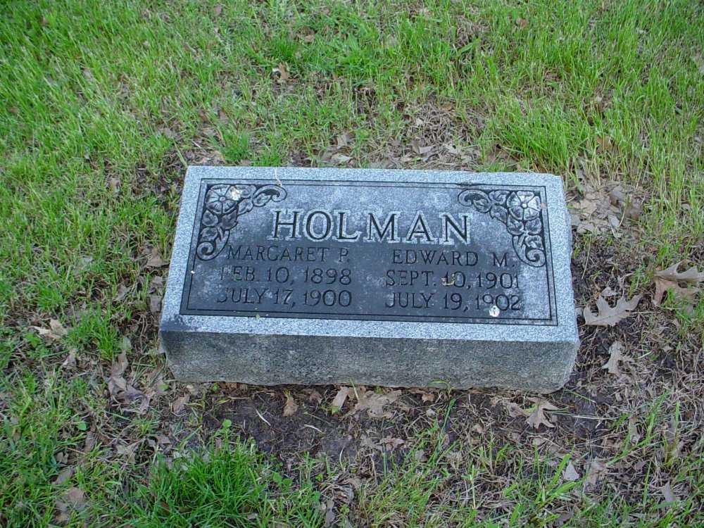  Edward M. & Margaret P. Holman Headstone Photo, Hams Prairie Christian Cemetery, Callaway County genealogy
