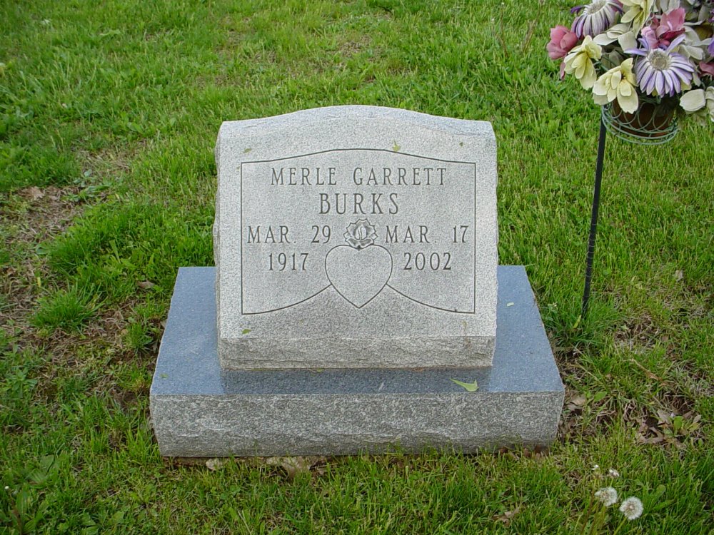  Merle Garrett Burks Headstone Photo, Hams Prairie Christian Cemetery, Callaway County genealogy