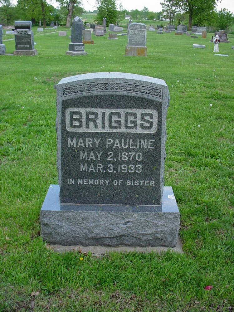  Mary P. Holman Briggs Headstone Photo, Hams Prairie Christian Cemetery, Callaway County genealogy