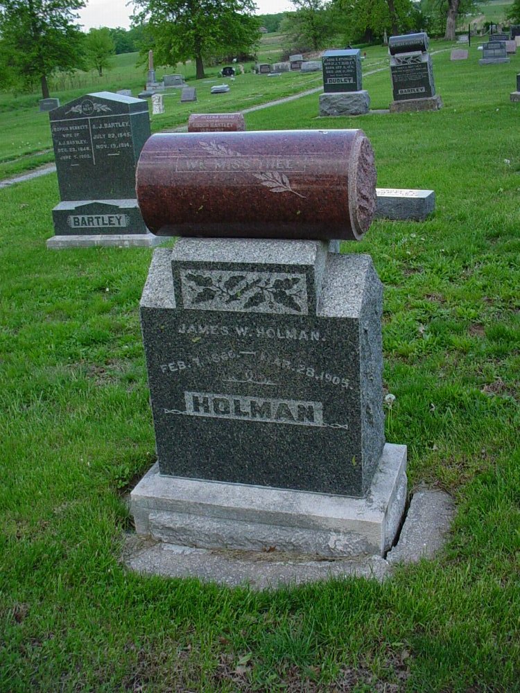  James W. Holman Headstone Photo, Hams Prairie Christian Cemetery, Callaway County genealogy