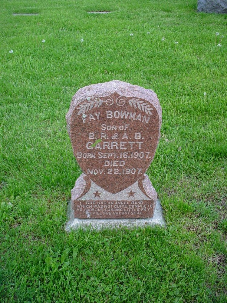  Fay Bowman Garrett Headstone Photo, Hams Prairie Christian Cemetery, Callaway County genealogy