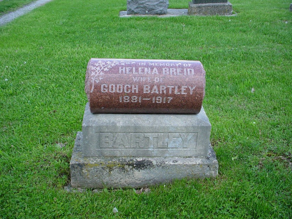  Helena Breid Bartley Headstone Photo, Hams Prairie Christian Cemetery, Callaway County genealogy