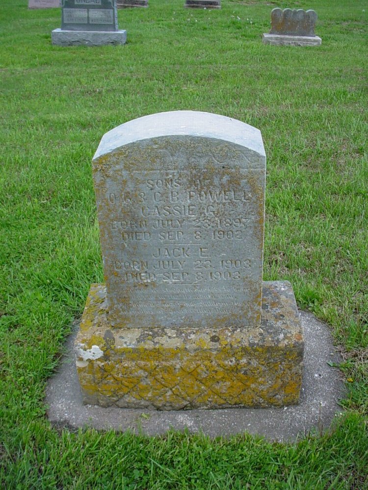  Cassie G. & Jack E. Powell Headstone Photo, Hams Prairie Christian Cemetery, Callaway County genealogy