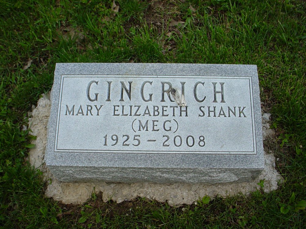  Mary E. Shank Gingrich Headstone Photo, Hams Prairie Christian Cemetery, Callaway County genealogy