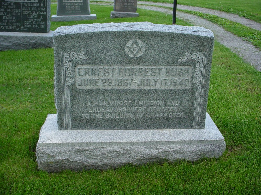  Ernest F. Bush Headstone Photo, Hams Prairie Christian Cemetery, Callaway County genealogy