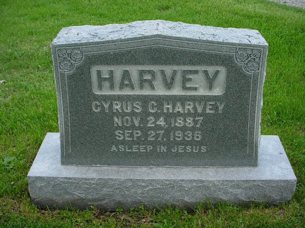  Cyrus C. Harvey Headstone Photo, Hams Prairie Christian Cemetery, Callaway County genealogy