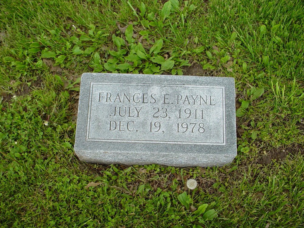  Frances E. Payne Headstone Photo, Hams Prairie Christian Cemetery, Callaway County genealogy