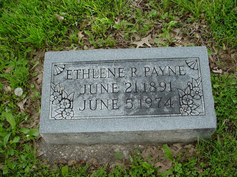  Ethlene Rice Payne Headstone Photo, Hams Prairie Christian Cemetery, Callaway County genealogy