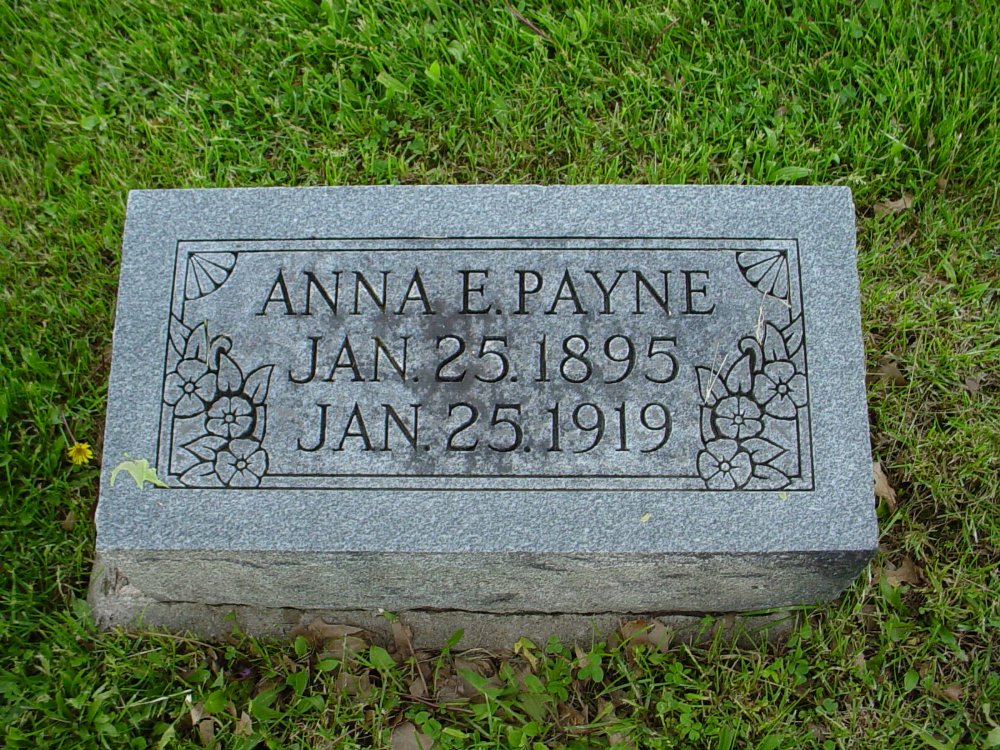  Annie Bartley Payne Headstone Photo, Hams Prairie Christian Cemetery, Callaway County genealogy